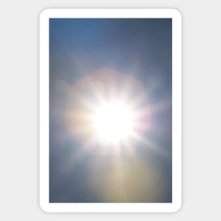 Lumina Solar Eclipse · white star like sun glare on clear blue sky with pink and yellow lens flares photograph Sticker